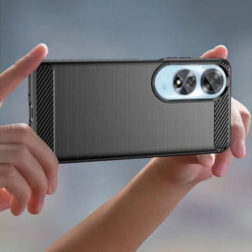 GS Ovitek iz karbona + kaljeno steklo 9H za Oppo A60, črn