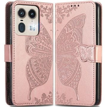 GS Ovitek za Motorola Edge 50 Ultra, metulj, roza zlata