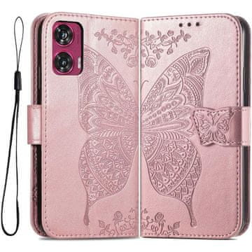 GS Ovitek za Motorola Edge 50 Fusion 5G, metulj, roza zlata