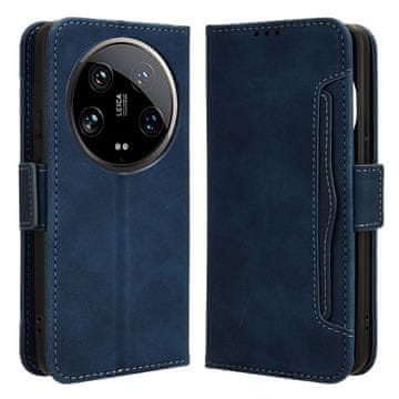 GS Ovitek s preklopom za Xiaomi 14 Ultra, reža za kartico, temno moder