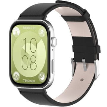 GS Usnjen pašček za Huawei Watch Fit 4 / 4 Pro / 3, črne barve