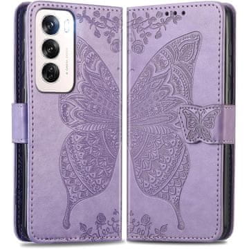 GS Ovitek za Oppo Reno 12, metulj, vijoličen
