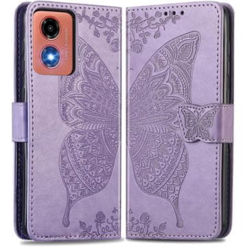 GS Ovitek za Motorola Moto E14, metulj, vijoličen