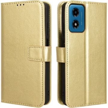 GS Ovitek denarnica Crazy Horse za Motorola Moto E14, zlat