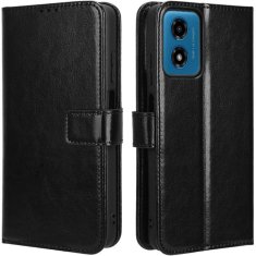 GS Ovitek denarnica Crazy Horse za Motorola Moto E14, črn