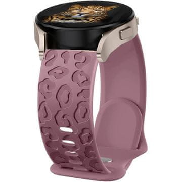 GS Univerzalni silikonski pašček 20 mm, leopardji vzorec, vijoličen