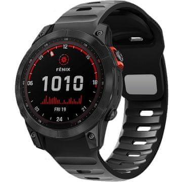 GS Silikonski pašček QuickFit za Garmin Fenix 26 mm, črne barve