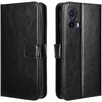 GS Ovitek denarnica Crazy Horse za Motorola Moto G85, črn
