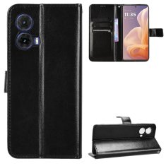 GS Ovitek denarnica Crazy Horse za Motorola Moto G85, črn