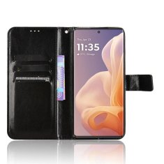 GS Ovitek denarnica Crazy Horse za Motorola Moto G85, črn