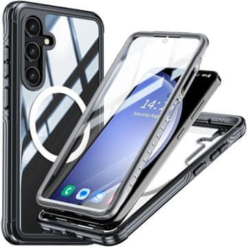 Overboard Ovitek za Samsung Galaxy S24+ Plus, odporen na udarce, z zaščito zaslona, za MagSafe, črn