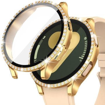 GS Ovitek 2 v 1 + kaljeno steklo za Samsung Galaxy Watch 7 40 mm, zlat