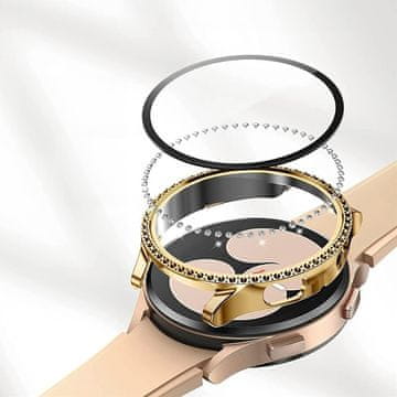 GS Ovitek 2 v 1 + kaljeno steklo za Samsung Galaxy Watch 7 44 mm, zlat