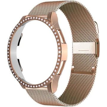 GS Milanski pašček + ovitek za Samsung Galaxy Watch 6 40mm, roza zlata barva