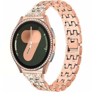 GS Zapestnica + ovitek z vgrajenim steklom za Samsung Galaxy Watch 7 40mm, roza zlata