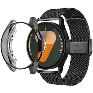 GS Zapestnica + ovitek z zaščitnim ovitko za Samsung Galaxy Watch 7 40mm, črna