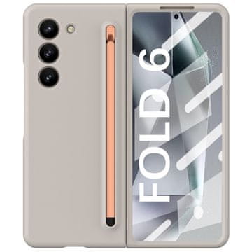 GS Ovitek za Samsung Galaxy Z Fold6 5G s steklom in pisalom, siv/roza