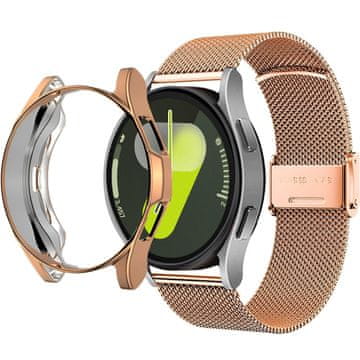 GS Zapestnica + ovitek z zaščitnim ovitko za Samsung Galaxy Watch 7 44mm, roza zlata