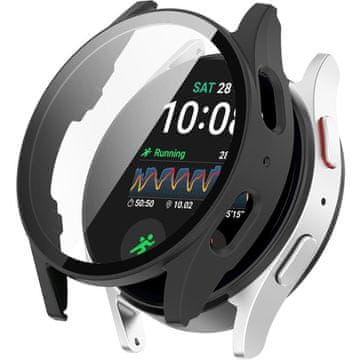 GS Ovitek 2 v 1 + kaljeno steklo za Samsung Galaxy Watch 7 44 mm, črn