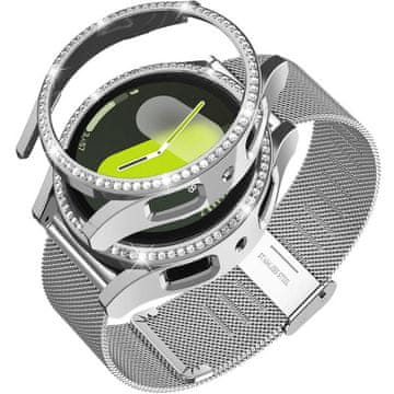 GS Milanski pašček + ovitek za Samsung Galaxy Watch 7 44mm, srebrn