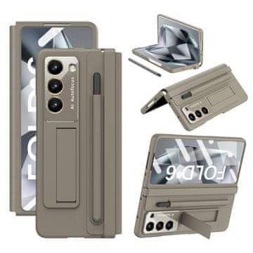 GS Ovitek iz finega usnja s pisalom za Samsung Galaxy Z Fold6 5G, rjav