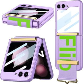 GS Ovitek za Samsung Galaxy Z Flip7 FE / Z Flip6, zaščitni pašček, vijoličen