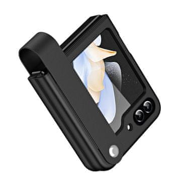 GS Ovitek s stojalom za zapestnico za Samsung Galaxy Z Flip7 FE / Z Flip6, črn