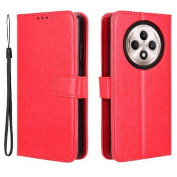 GS Preklopni ovitek za Oppo Reno 12FS / 12F, denarnica Crazy Horse, rdeča