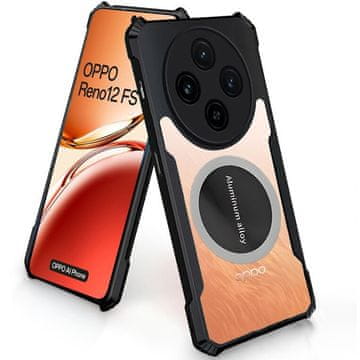 GS Ovitek za Oppo Reno 12FS / 12F, z magnetno ploščo, prozoren / črn