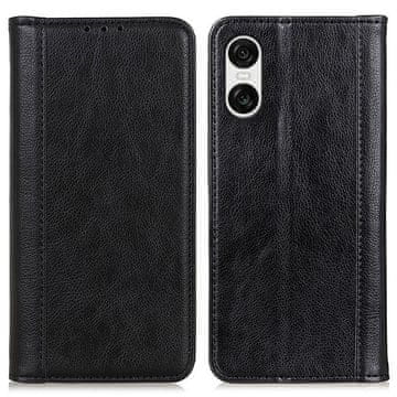 GS Ovitek za Sony Xperia 10 VI, usnjeni, črn