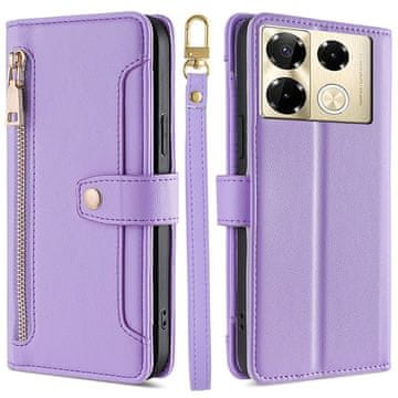 GS Infinix Note 40 Pro preklopni ovitek, denarnica z zadrgo, vijoličen