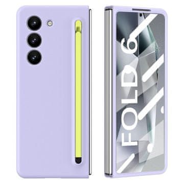GS Ovitek za Samsung Galaxy Z Fold6 5G s steklom in pisalom, vijoličen/zelen
