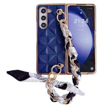 GS Ovitek za Samsung Galaxy Z Fold6 5G, mrežasto usnje, temno moder