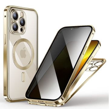 Overboard Ovitek za iPhone 13 Pro, dvojno zaščitno steklo, združljiv z MagSafe, zlat