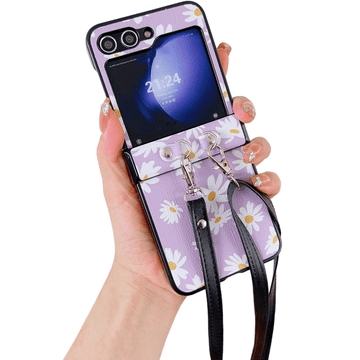 GS Ovitek za Samsung Galaxy Z Flip7 FE / Z Flip6, z naramnico, vijoličen