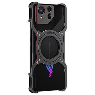 GS Zaščitno ohišje s stojalom in pokrovom kamere za ASUS ROG Phone 8 5G / 8 Pro 5G za MagSafe, črno/rdeče