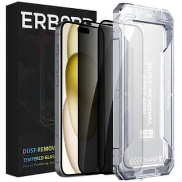 Overboard 2x kaljeno steklo za zasebnost za iPhone 15, 9H Easy App Anti-Peep