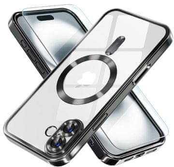 Overboard Ovitek za iPhone 16 Plus, Electro MagSafe, črn + zaščita za zaslon