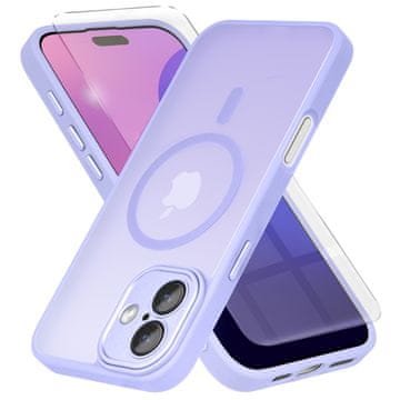 Overboard Ovitek za iPhone 16 Plus, za MagSafe, mat ovitek , vijoličen + zaščita za zaslon