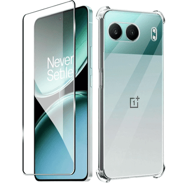 Overboard Ovitek za OnePlus Nord 4, odporen proti padcem + kaljeno steklo 9H, prozoren