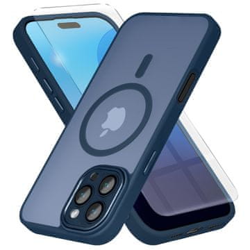 Overboard Ovitek za iPhone 16 Pro Max, za MagSafe, mat ovitek , temno moder + zaščitno steklo za zaslon