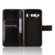 GS Ovitek denarnica Crazy Horse za Google Pixel 9 / Google Pixel 9 Pro, črn