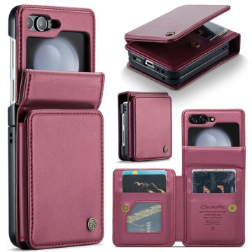 CaseMe Ovitek Flip za Samsung Galaxy Z Flip5 5G, denarnica Litchi, rdeča