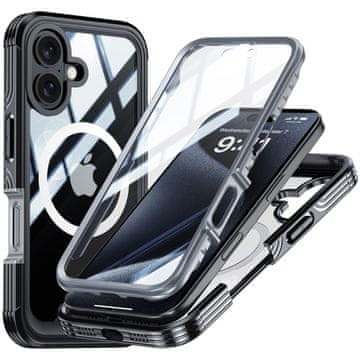 Overboard Ovitek za iPhone 16, odporen proti udarcem, s steklom, za MagSafe, črn