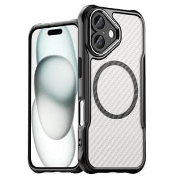 GS Ovitek Fusion Hybrid Carbon za iPhone 16 Plus z MagSafe, črn