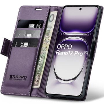 Overboard Ovitek za Oppo Reno 12 Pro, sijoč liči , denarnica z zavihkom, vijoličen