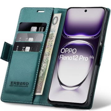 Overboard Ovitek za Oppo Reno 12 Pro, sijoč liči , denarnica z naslonom, zelen