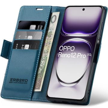Overboard Ovitek za Oppo Reno 12 Pro, sijoč liči , denarnica z naslonom, moder