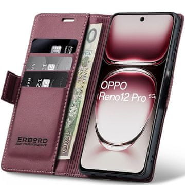 Overboard Ovitek za Oppo Reno 12 Pro, sijoč liči , denarnica s preklopom, rdeč
