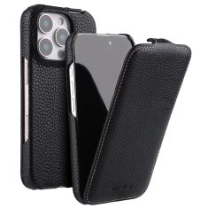 Ovitek Flip za iPhone 16 Pro Max, usnjen, flip, črn